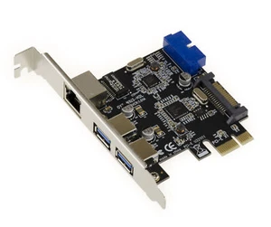 Controller Card Pcie USB3 2+2 Ports On Connector 19 Pin + Gigabit Ethernet - Picture 1 of 3