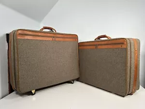 Set bagagli vintage Hartmann 26"" + 24"" in tweed e cintura in pelle superbo - Foto 1 di 24