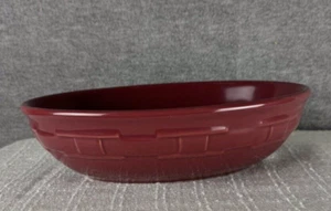 Longaberger Serving Bowl Oval 9.5 Inches Maroon Oven Dishwasher Microwave Safe - Picture 1 of 7