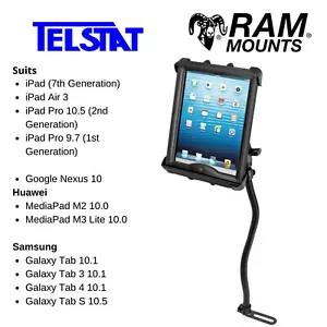 RAM TAB26U No Drill Mount for iPad Pro 9.7, 10.5, Samsung TAB4 10.1, TABS 10.5 - Picture 1 of 6