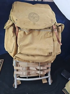 VINTAGE BSA 1307 D CANVAS PACK & LARGE CRUISER FRAME Hiking Backpack Boy Scout - Picture 1 of 14