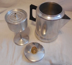 COMET The Popular Aluminum 50's/60's Retro 9 Cup Camping Coffee Pot USA READ - Picture 1 of 19