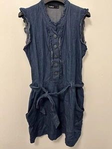 Cubus Female Sleeveless 100 % Cotton Navy Mini Dress L - Picture 1 of 3