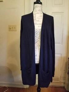 Croft & Barrow Damen Plus 2x vorne offen marineblau Strickjacke mit Taschen - Bild 1 von 15