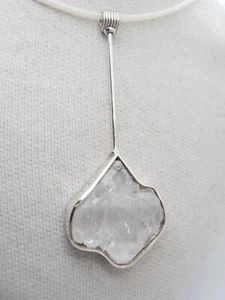 Ciondolo in Argento 925 con Quarzo naturale e Girocollo trasparente - Foto 1 di 7