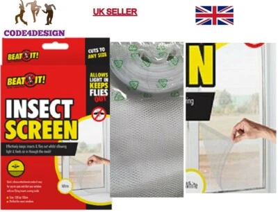 Large Window Screen Mesh Net Bug Mosquito Fly Insect Moth Door Netting UK - Image 1 of 4