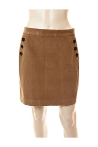 BANANA REPUBLIC tan corduroy skirt Sz 8 buttons accent - Picture 1 of 2