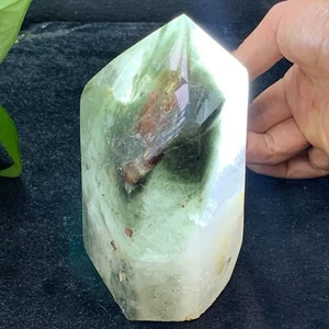 TOP 3,03LB natürlicher grüner Geist Quarz Obelisk Kristall Stab Spitze Reiki Heilung - Bild 1 von 13