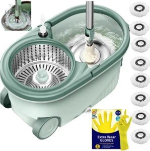 Ultimate Heavy Duty Spin Mop and Buckets Sets, Microfibre Flat Mop Bucket, Teles - Picture 1 of 8