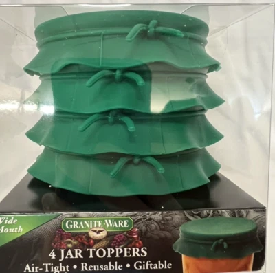NEW Granite Ware Silicone WIDE Canning Jar Air-Tight Reusable Lids Topper Green - Image 1 of 4