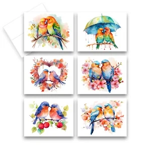 12 Assorted All Occasion Greeting Cards with envelopes - Love Birds ( 2 of each - Picture 1 of 9