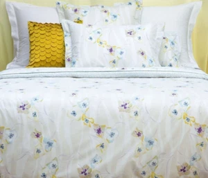 Yves Delorme Ondee King Duvet Wild Flower Print Reversible Cotton Percale NEW - Picture 1 of 11