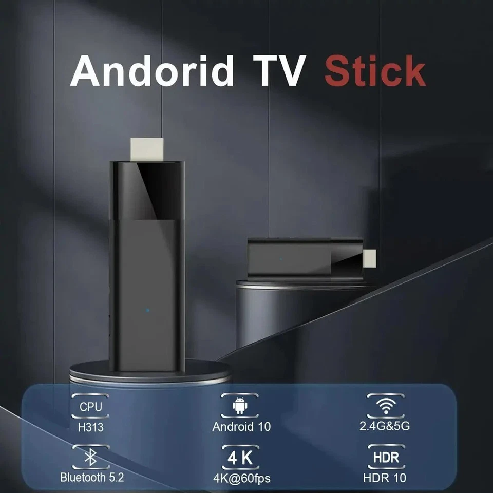 Smart 4K UHD Android TV Stick Media Player with Wi-Fi BT5 Google Voice Remote UK - Image 1 of 4