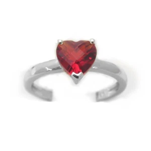 Anillo de plata esterlina R30707R Mt St Helens corazón de helenita rojo rubí 7 mm 0,8 quilates - Imagen 1 de 6