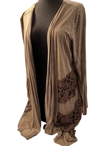 T Party Soft Tunic Jacket w Lace Insets Size Large Womens - Picture 1 of 8