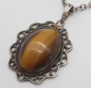 Tigeruauge Silber Anhänger mit 830 Silber Kette - (15) - Bild 1 von 15