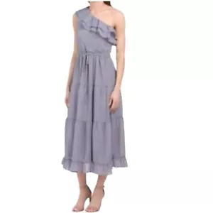 Heartloom Revolve Noemi One Shoulder Maxi Dress XL Purple Gray Ruffle Tiered NWT - Picture 1 of 15