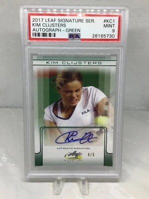 2017 Leaf Signature Auto Green #KC1 4/5 Kim Clijsters PSA 9 (Top Pop, Pop 1) - Image 1 of 3