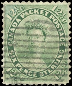 Canada Used F-VF 12-1/2c Scott #18 1859 Queen Victoria First Cents Stamp - Imagen 1 de 2