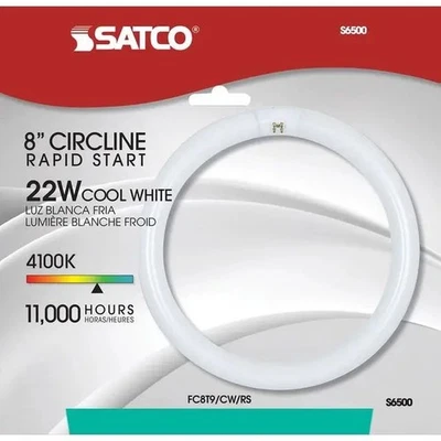 Satco S6500 FC8T9 22w T9 8 inch 3000K Soft White G10Q Circline Fluorescent Bulb - Image 1 of 2
