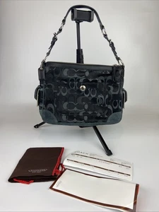 Coach Chelsea Optic Signature Black Monogram Shoulder Bag Hobo Leather NOS Y2K - Bild 1 von 14