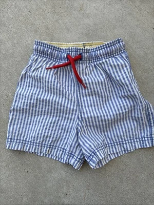 Mini Boden Stripe Stretch Swim Trunks Shorts Size 2-3T Toddler Boys Blue - Image 1 of 3
