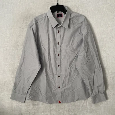 Untuckit Mens Button Shirt Gray XL Cotton Relaxed Fit Long Sleeve Collar - Image 1 of 4