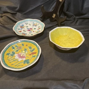nyonya peranakan Ware Set Of 3 Soft Paste Small Bowls - Picture 1 of 18