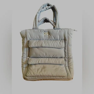WILO The Label Sky~Baby Blue Large Puffer Tote Pocket Travel Bag Weekender 16X14 - Picture 1 of 10