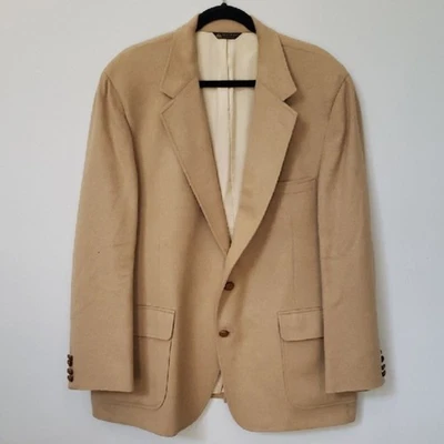 Vanjulian Wool Blazer Classic Camel Tan Men's 48R Sportcoat Formal Wedding VTG - Image 1 of 4