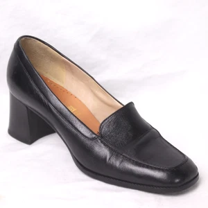 Vintage Nine West Womens 9US Chunky Square Toe Loafer Whimsygoth Black Leather - Picture 1 of 13