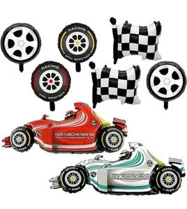 Race Car Balloons, 43 Inch Race Car Birthday Party Decorations, Wheel Tire Foil - Picture 1 of 7