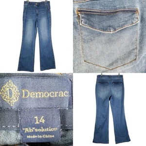 Democracy Jeans Ab Solution hoher Bund weites Bein Damengröße 14 blau Denim - Bild 1 von 10