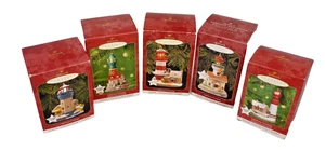 Schöner Weihnachtsschmuck Set 5 Punzen Leuchtturm Grüße beleuchtet - Bild 1 von 19