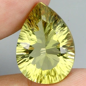 Clean Pear Concave Cut Natural Unheated Lemon Quartz 20.11ct 22x16mm Gemstone - Picture 1 of 14