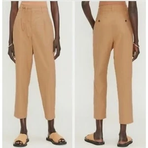 Everlane 16 Pants The Poplin Pleated Taper Pant Cotton Tie Waist Camel Trouser - Bild 1 von 11