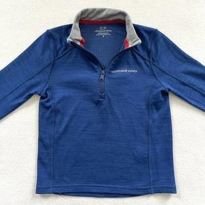 Vineyard Vines Performance Solid Blue Half Zip Performance Pullover Top Youth 6 - Picture 1 of 9