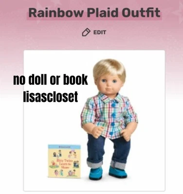No Doll Or Book! Rainbow Plaid Outfit Bitty Baby Boy Twin Doll American Girl - Image 1 of 4