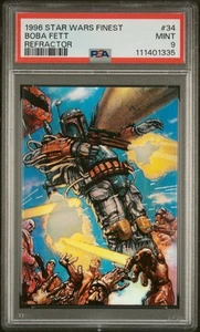 1996 STAR WARS FINEST REFRACTOR #34 BOBA FETT PSA 9 - Picture 1 of 2