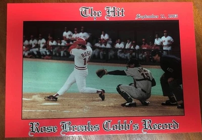Vintage 1985 The Hit Pete Rose Breaks Cobb's Record Postcards Souvenir Collector - Image 1 of 3