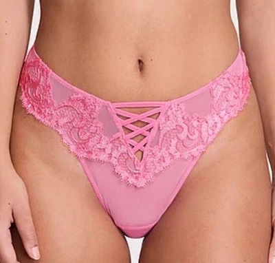 Victoria’s Secret VERY SEXY Brazilian Panty Pink Mesh & Lace Medium NWT - Image 1 of 4
