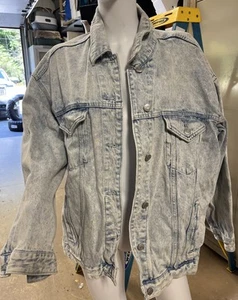 Vintage 80’s Denim Acid Stone Washed Distressed Jean Jacket Baggy Unisex XL - Picture 1 of 4