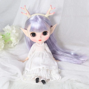 Purple Hair Blythe doll Nude Custom lips Elf ears Factory Joint Body12"TB0103 - Picture 1 of 2