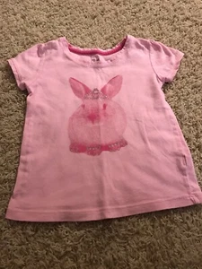 Camisa de manga corta tiara plateada brillante con conejito rosa para niñas talla 3t - Imagen 1 de 5
