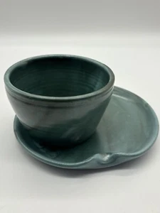 Art Studio Stoneware Pottery Plate Soup Cereal Bowl Connected Signed Glazed - Picture 1 of 15