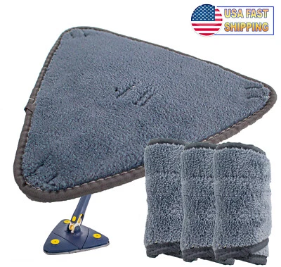5 STAR SUPER DEALS 4 Mop Pads For 360 Adjustable Cleaning Mop Triangle Wet Dry Self Wringing Mop