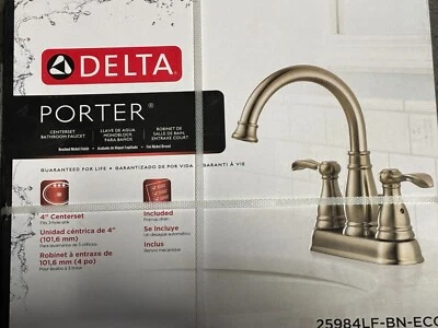 Delta Porter 4 pulgadas Juego central grifo de baño de 2 manijas en níquel cepillo Foto 1 de 2