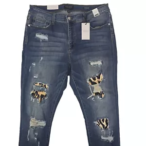 Judy Blue Jeans Womens 1XL Skinny Fit Mid Rise Stretch Cheetah Leopard JB8265MD - Picture 1 of 9