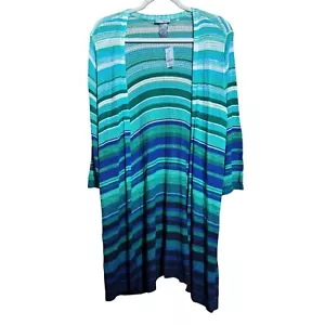 Catherines Cardigan Donna 1X Maglione Spolverino Aperto a Maglia a Righe Multicolore - Foto 1 di 8
