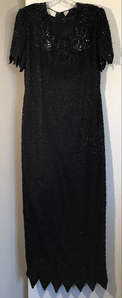 Scala Black Beaded Evening Gown XL - Image 1 of 4